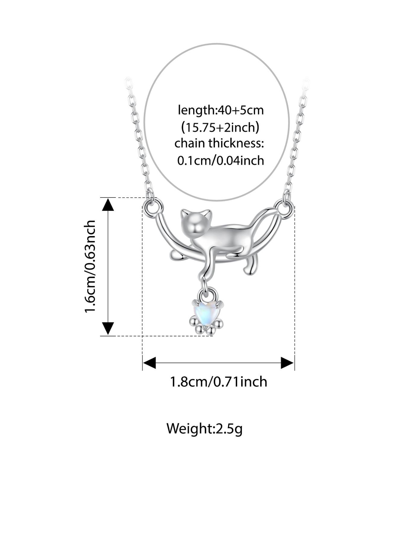 925 Sterling Silver Cute Cat Design Pendant Necklace for Women, Fashion Jewelry for Party, Daily Clothing Decor, Trendy All-match & Exquisite Jewelry for Birthday Gift