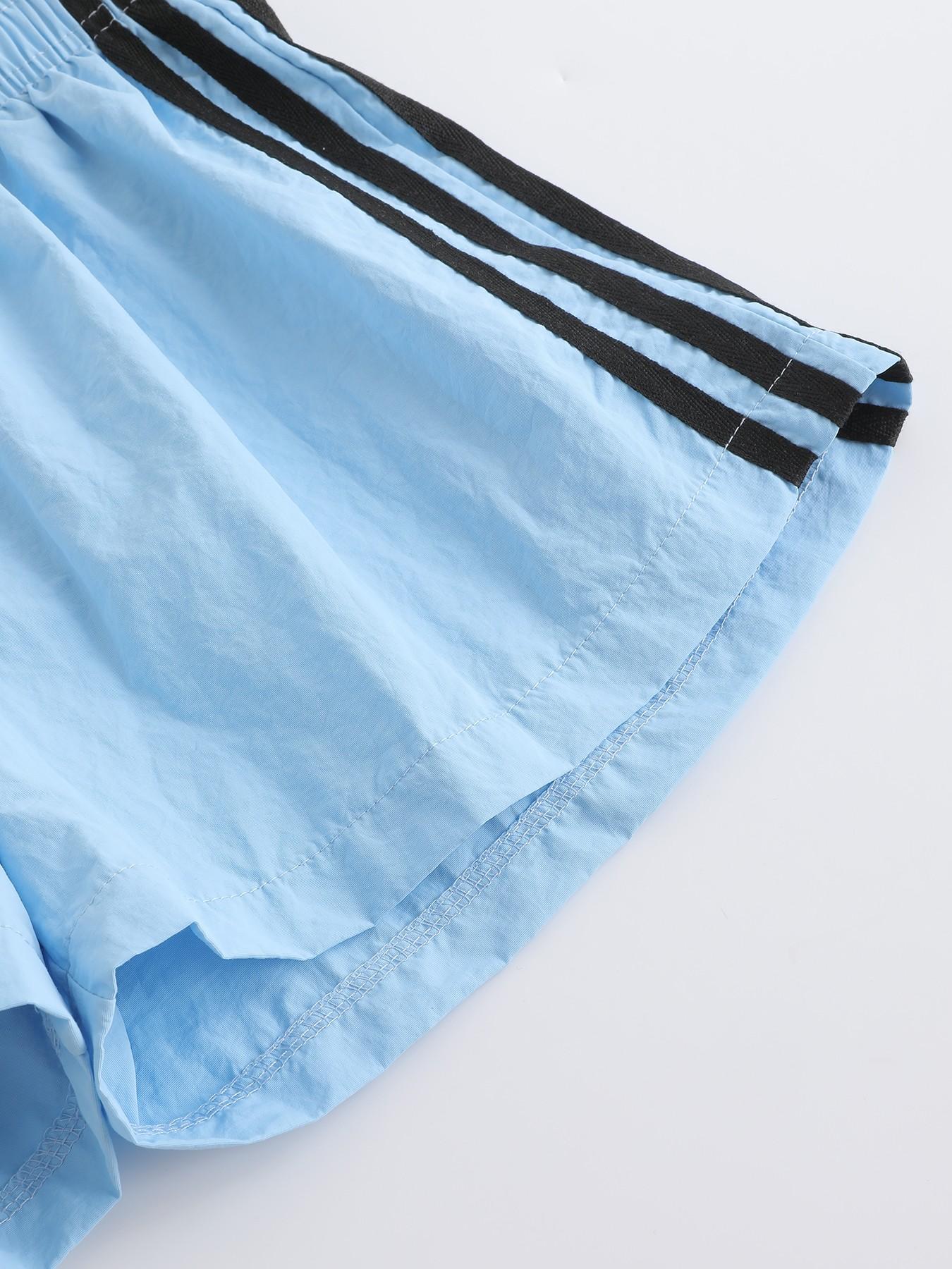 Women's Summer Striped Lightweight Athleisure Shorts, Elastic Waist Loose-Fit Workout Shorts, Casual Beachwear, Multiple Colors Available, Loose Sporty Shorts