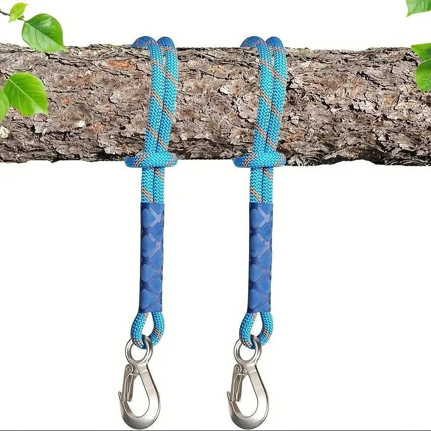 Heavy Duty Nylon Sling with Metal Hook - Wear-resistant - Suitable for Outdoor Hammocks, Tree Swings, and Patio Chairs