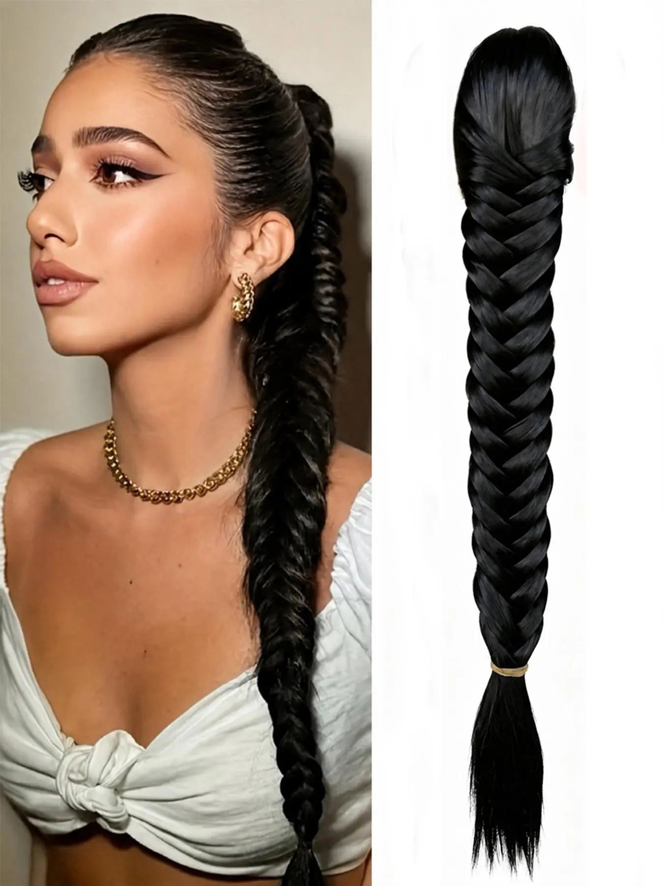 Long Braided Ponytail Wig, Claw Clip Straight Hair Wig, Hair Extensions Ponytail, Synthetic Hairpieces, Synthetic Fiber Material, Easy to Wear, Suitable for Women's Daily Hair Volume Increase & Hairstyle Extension, Christmas Party & Daily Dress Up
