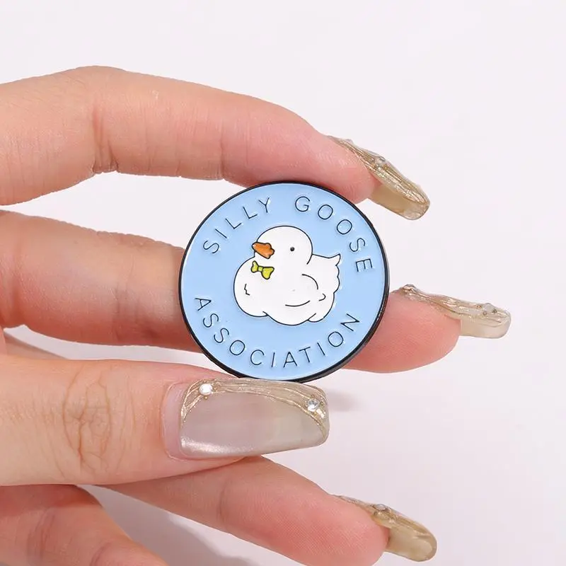 Silly Goose Association Enamel Pins Cartoon Cute Animal Brooches Backpack Lapel Badges Jewelry Accessories Gift For Kids Friends