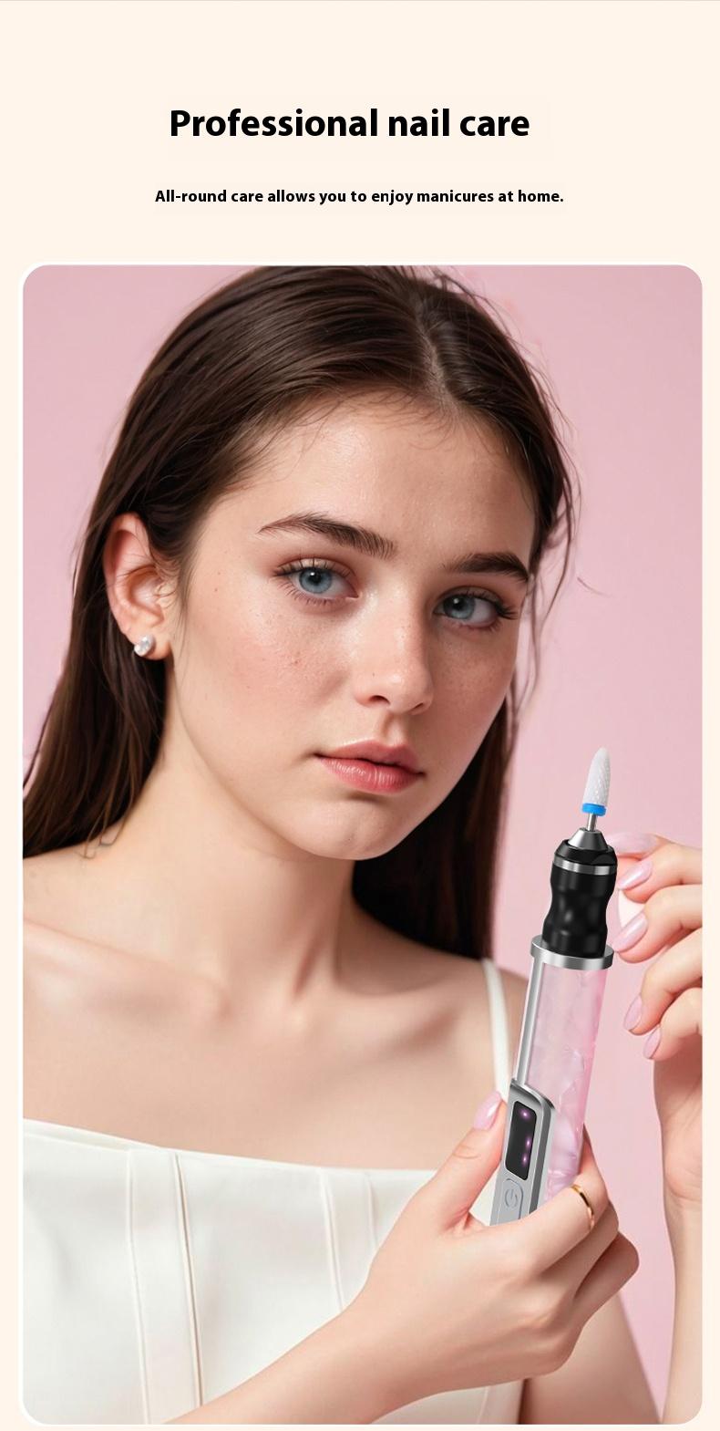 Professional nail salon electric nail buffing machine, USB charging, digital display, portable nail file, nail removal, dead skin removal, nail shaping, complete set of nail art tools