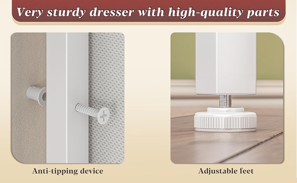 Raybee Furniture 8/10 Drawers Dresser for Bedroom, with Charging Station and LED, Sturdy Chest of Drawers Organizer, with 2 Open Shelves for Storage,Bedroom, Living Room,Hallway