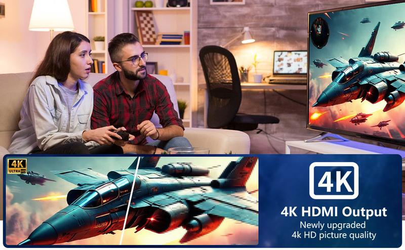 Retro Gaming Console with Dual Controllers, 20,000+ Games, 9 Emulators Built-in, 4K HDMI Output, Plug and Play Video Game Stick, Perfect for TV (64GB) Wireless Usb