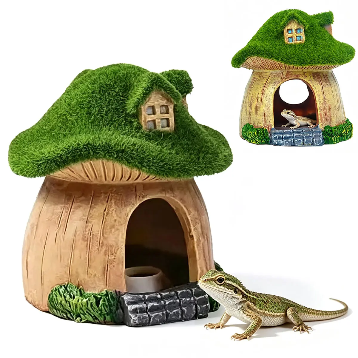 Aquarium Mushroom Fish Hideout - Resin Fish Tank Caves, Hamster Mushroom House, Fish and Shrimp Shelter Landscape Cave for Christmas Fish Tank Decorations