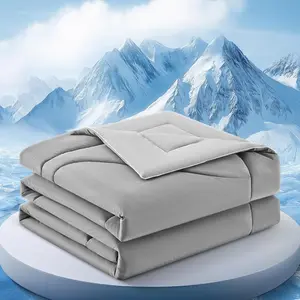Cooling Comforter Twin Size,-Sided Cooling Blanket for Hot Sleepers & Night Sweats, Arc-Chill Q-Max > 0.4 Breathable Ice Blanket, Lightweight Cold Comforter (68''x90'', Light Grey)