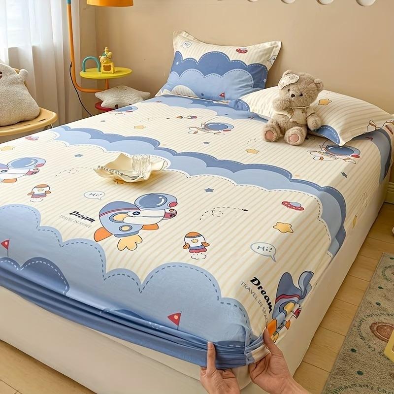 3pcs Bed Sheet + Pillowcase Set, Cartoon Design, Active Dye Print, Bedroom Bedding, Bed Linens, Bedding Essentials, Comfortable Home Textiles, Perfect for Daily Use