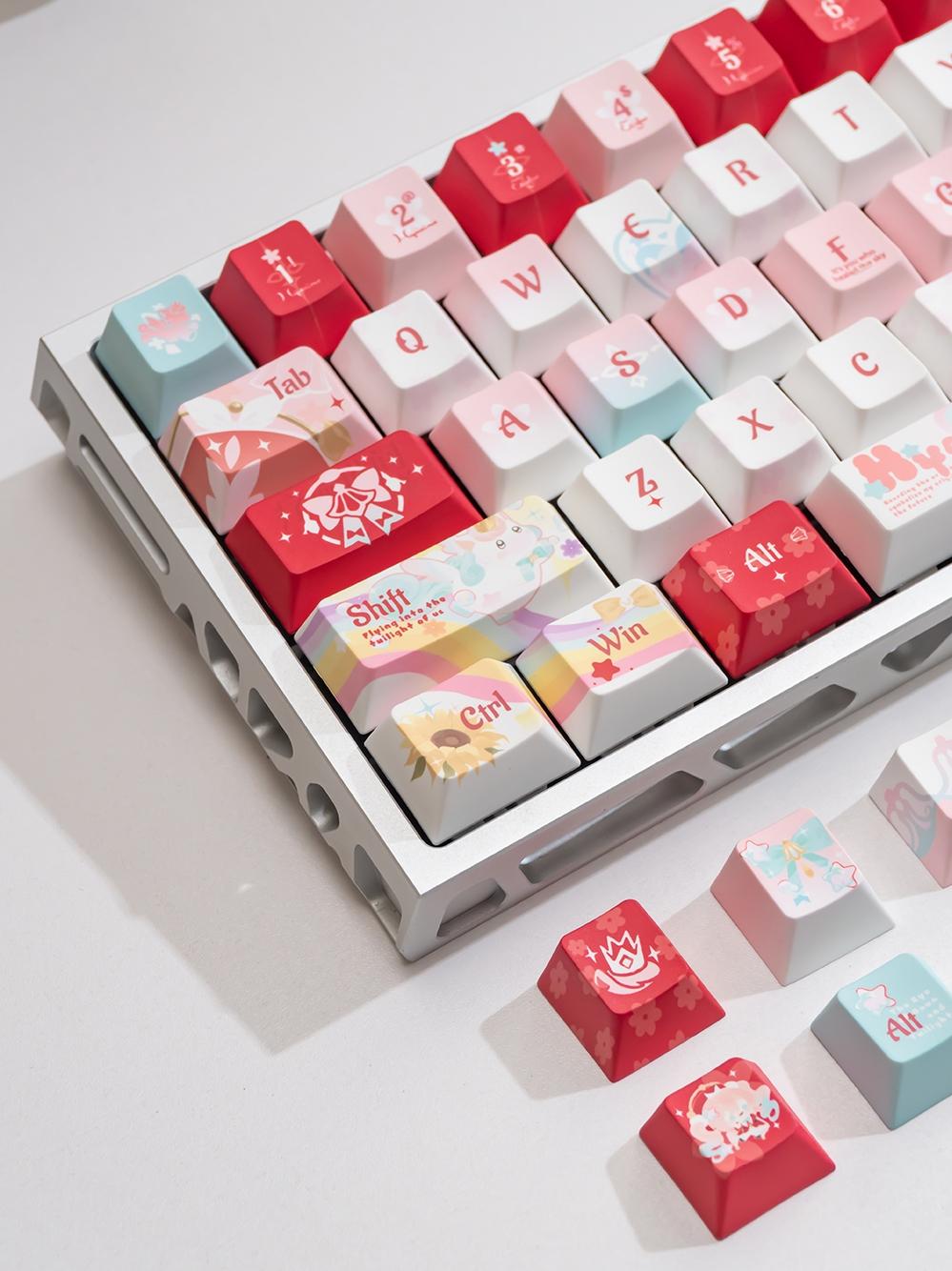 New Wind Violet Theme Side-Engraved Translucent Keycaps, Cherry Profile, Dual Color Pbt, Heat Transfer, Durable, DIY Mechanical Keyboard Keycaps