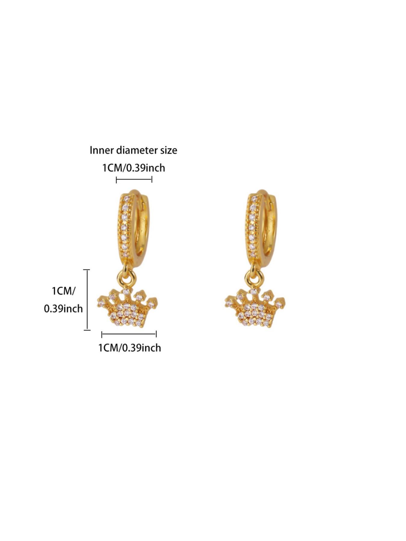 1 Pair Pave Zirconia Crown Earrings for Women 18K Gold Plated Dangle Drop Earrings Fashion Jewelry,Perfect Gifts for Birthday,Party,Wedding,Anniversary,Mother's Day,Vacation,Daily