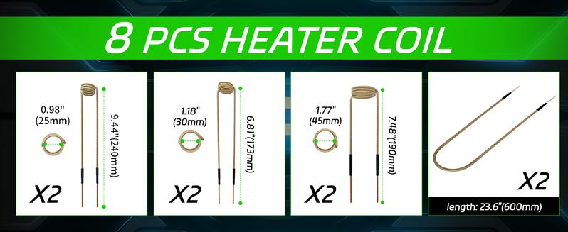 SOLARY Green Induction Heater Kit – 1100W Rusty Bolt Remover with Coils & Green Aluminum Case