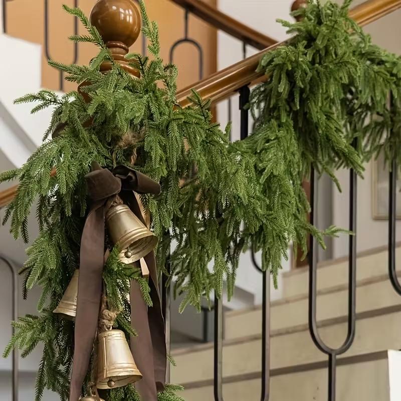 2/4pack 6ft/9ft Artificial Norfolk Pine Wreath, Real Touch Wreath for Desktop, Fireplace Mantel, Indoor Outdoor, Holiday Christmas Decorations