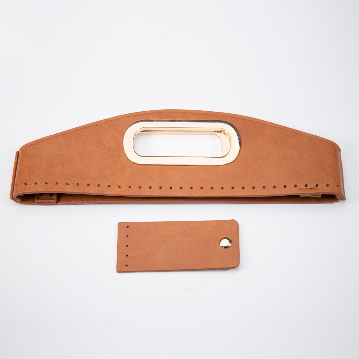 1piece Bag Handle Set, Integrated Bag Head with Carry Handle, Faux Leather Handbag Additions, DIY Wallet Making, Straw Bags Accessories