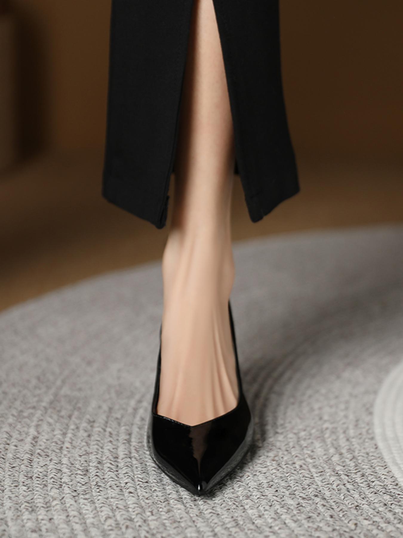 Summer Outfits 2024 Minimalist Temperament Pu Leather Slingback Pumps, Simple Design All-match Solid Color High Heels, Elegant Pointed Toe Slip on Shoes for Daily Work Office