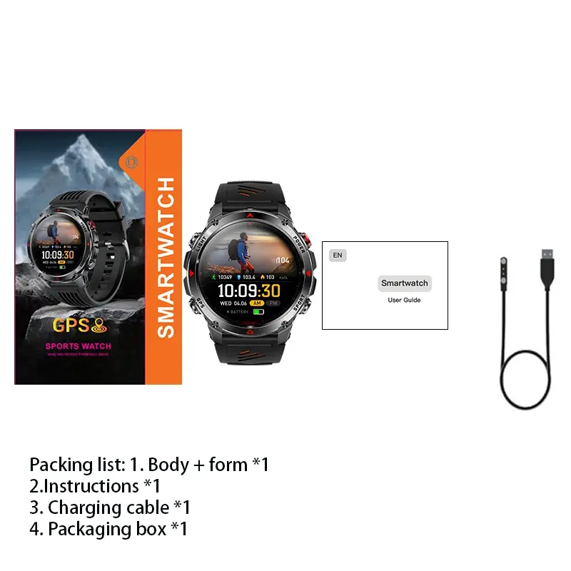 GPS Outdoor Sports Smartwatch, Fitness Tracker with Wireless Calling, 100+ Sports Modes, Calorie Counter, Weather Alerts & LED Compass, Gift for Men and Women, Fitness Smart Watches, Multifunctional Smart Watch #GLOBAL PICKS