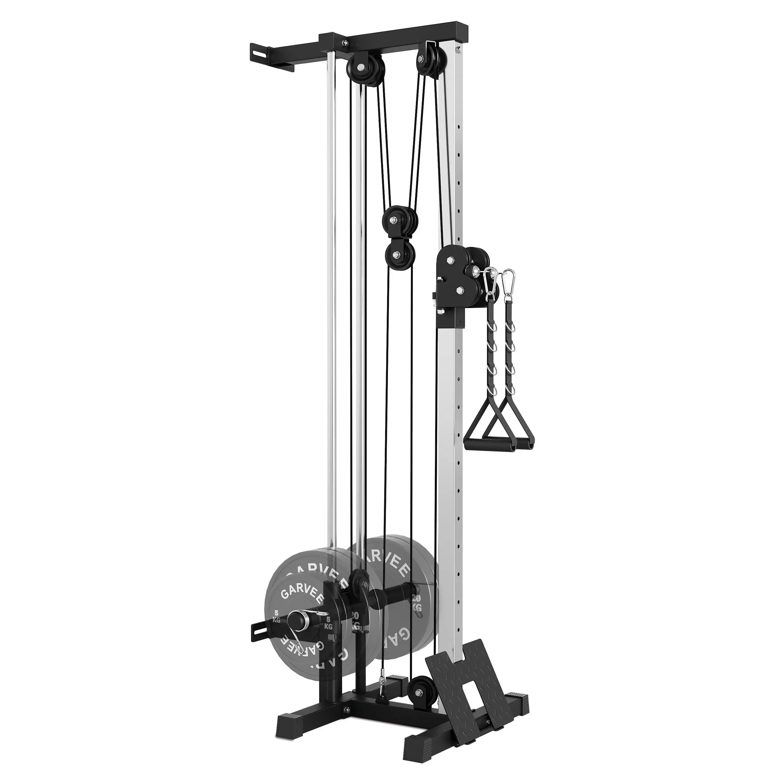 Wall Mount Dual Pulley Cable Machine, 18 Adjustable Positions Cable Crossover & Lat Pulldown Equipment, Home Gym Strength Training Workout Station