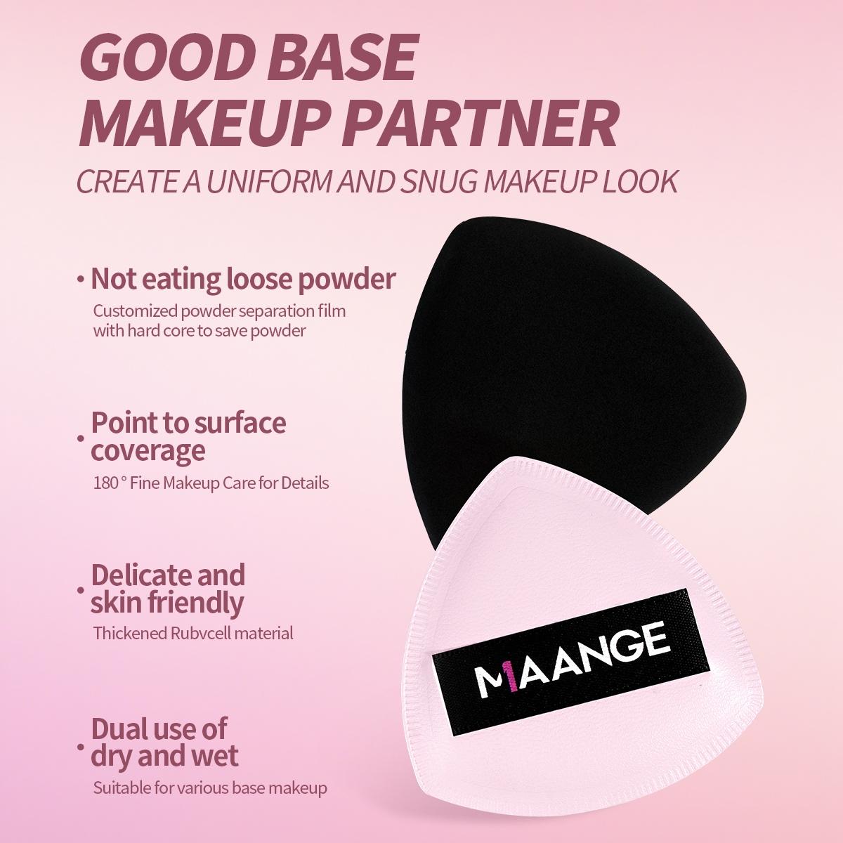 MAANGE 1pc Foundation Sponge, Powder Puff, Makeup Sponge, Beauty Sponge, Cushion Puff for Foundation and Powder, Triangle Foundation Applicator for Liquid Cream Powder, Travel Makeup Tools, Gift for Women & Girls (Pink)