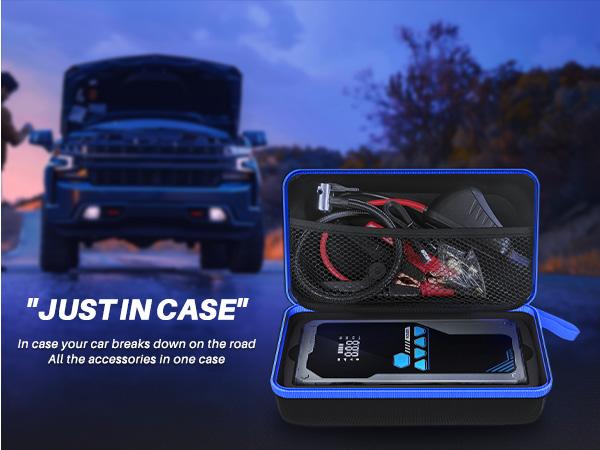 AUTOONE 12800mAh Jump Starter with Air Compressor (10L Gas/8.0L Diesel), 150PSI Car Battery Jumper Starter Portable, 4000A Jump Box Tire Inflator with LED Flashlight, LCD Display, Storage Case