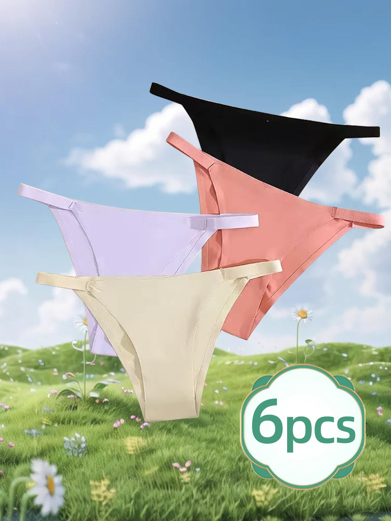 6pcs Of SeamlessWomen'SUnderwear, Fan-shaped, SeamlessTechnology.The Fabric ls Light AndBreathable, Suitable ForVariousCombinations And ShowsExguisiteness.