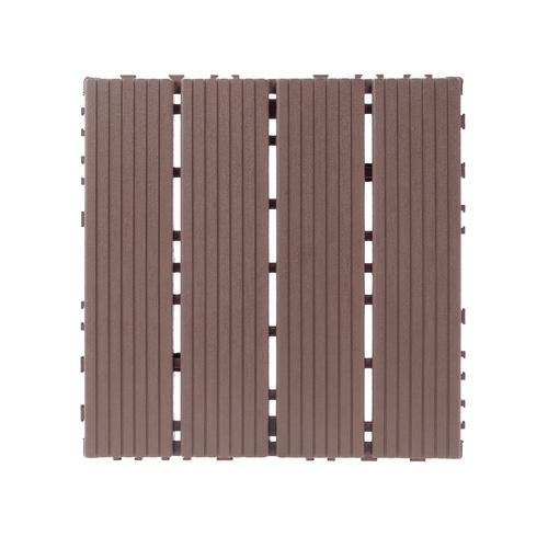 Plastic interlocking decking tiles, 44 packs of terrace decking tiles, 12"x 12"waterproof for all-weather use, backyard pool decking tiles, Brown