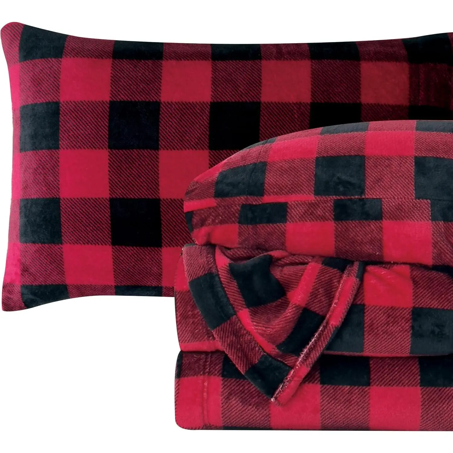 Elegant Luxuriously Soft 4-Piece Velvet Plush Flannel Sheet Set - Quality - Cozy Warm, Anti-Static, Non Pilling Fuzzy Velvet Flannel Fleece Deep Sheet Set - King, Red