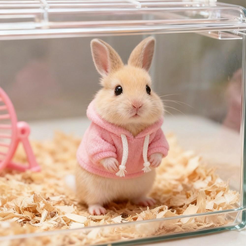 1PC Pet Basic Pullover Hoodies for 30cm/11.8in Height Small Pets Bunny /Kitten Warm Outdoor Clothing For baby rabbit Guinea, Soft Pet Sweatshirt Warm Pet Clothing Small Pet Homewear Small Animal Apparel Playful Pet Design
