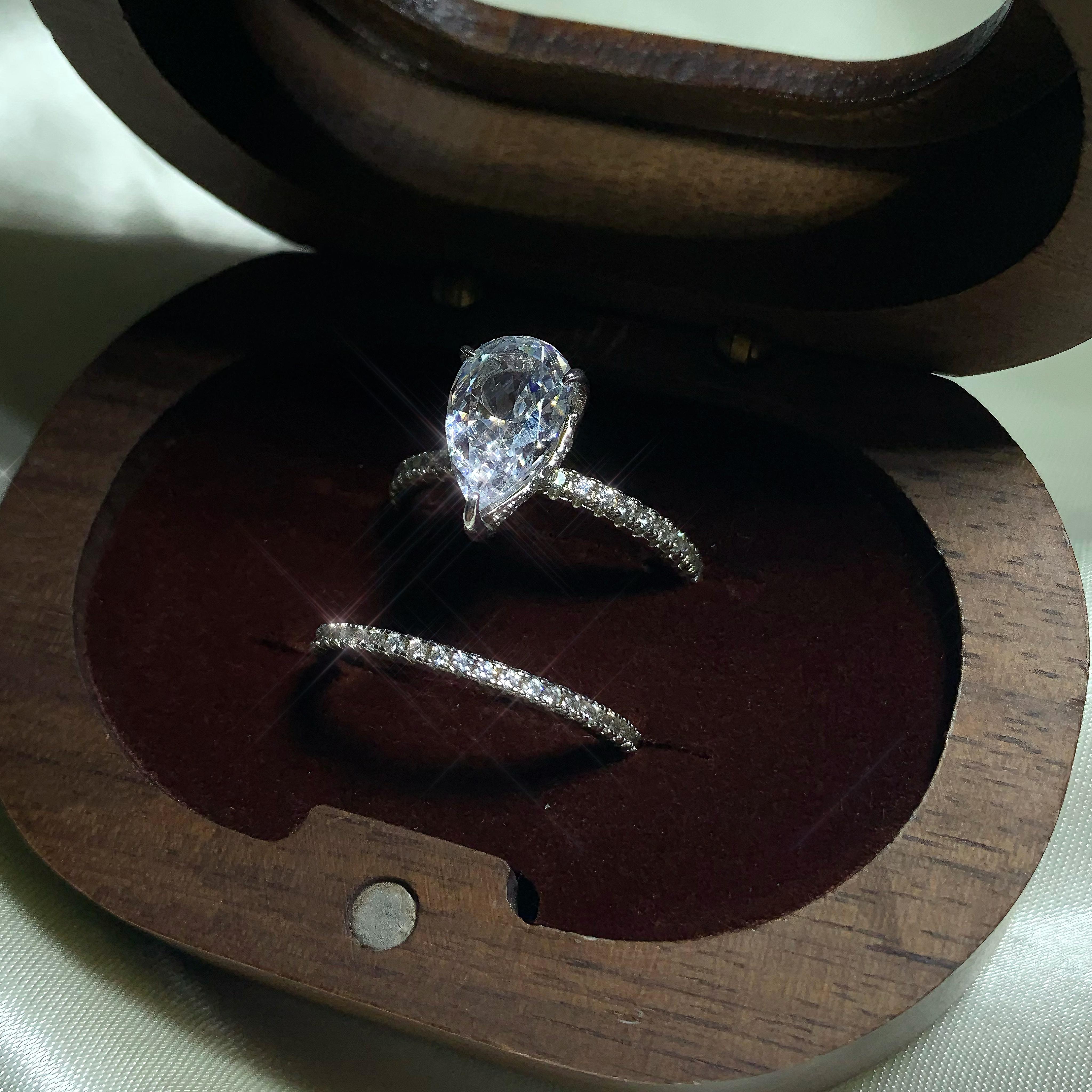 S925 Sterling Silver 3 Carat Pear Shaped Ice Flower Cut Ring 7*11mm 8A Cubic Zirconia Ring fashion jewelry accessory woman girl promise ring Springtok-216(50%)