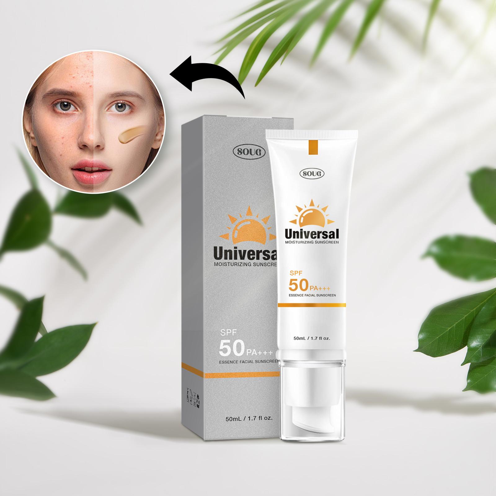 SOUG Facial Sunscreen - High SPF 50 Universal Color-Tinted Solar Protector, Hydrating Moisture-Boosting Sun Essence, Non-Sticky, Waterproof, Prevents Sunburn & Tanning, Hydrate, Sunscreen For Face, Bottled Facial Sunscreen & Sun Care