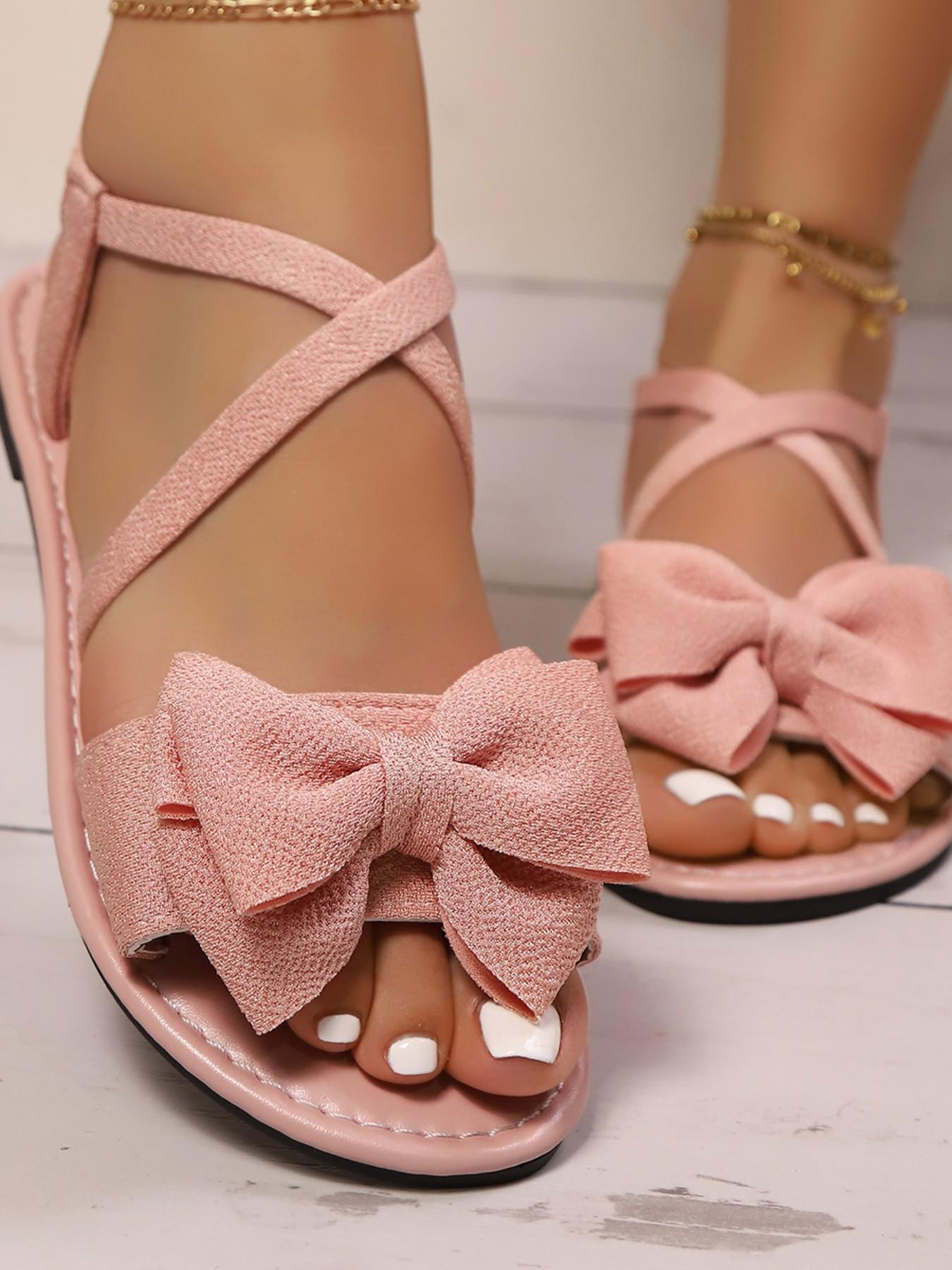 Sweet Date Style Bow Sandals, Comfortable Summer Footwear for Work, Perfect with Jeans, Ideal for Princess-Inspired Looks