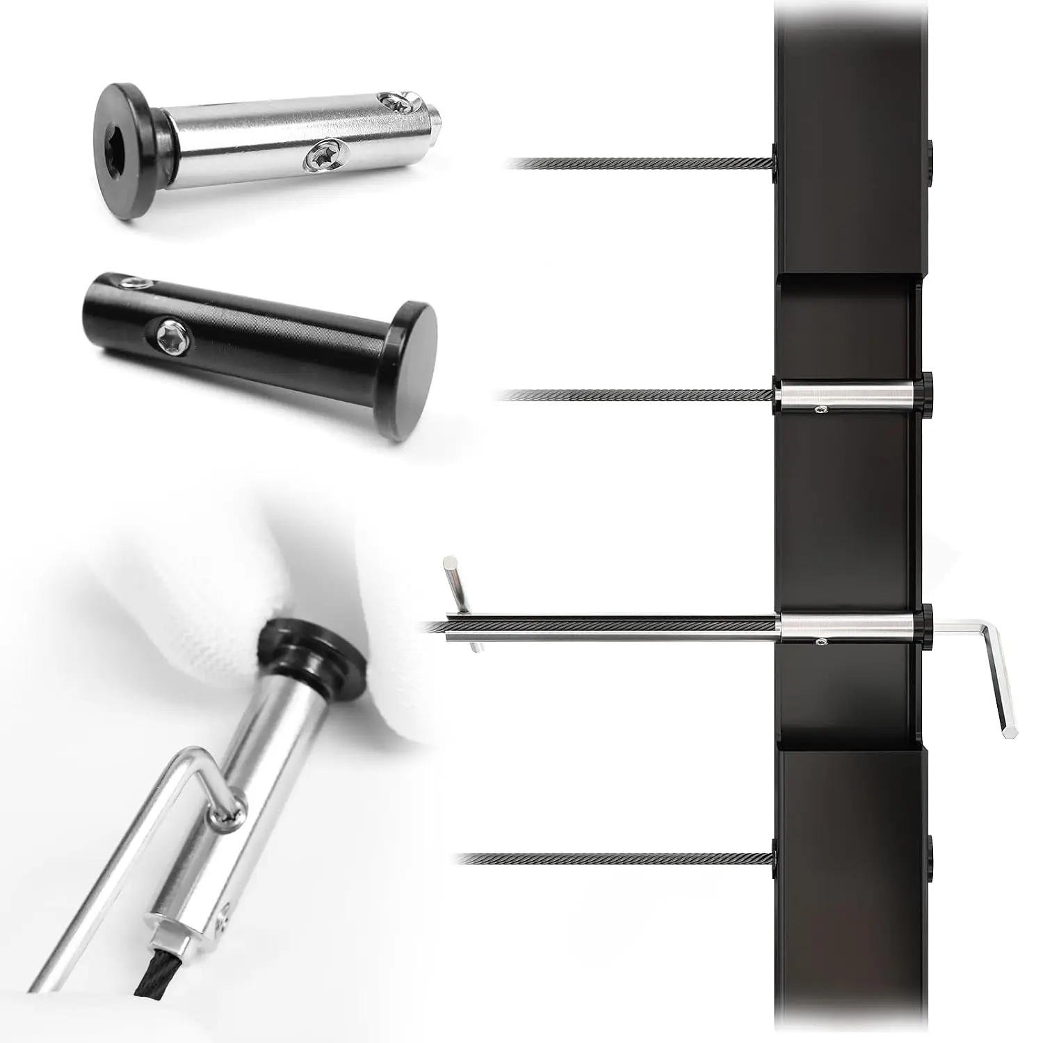 10 pairs of black steel wire rope railing hardware – tensioners and end connectors, CB05