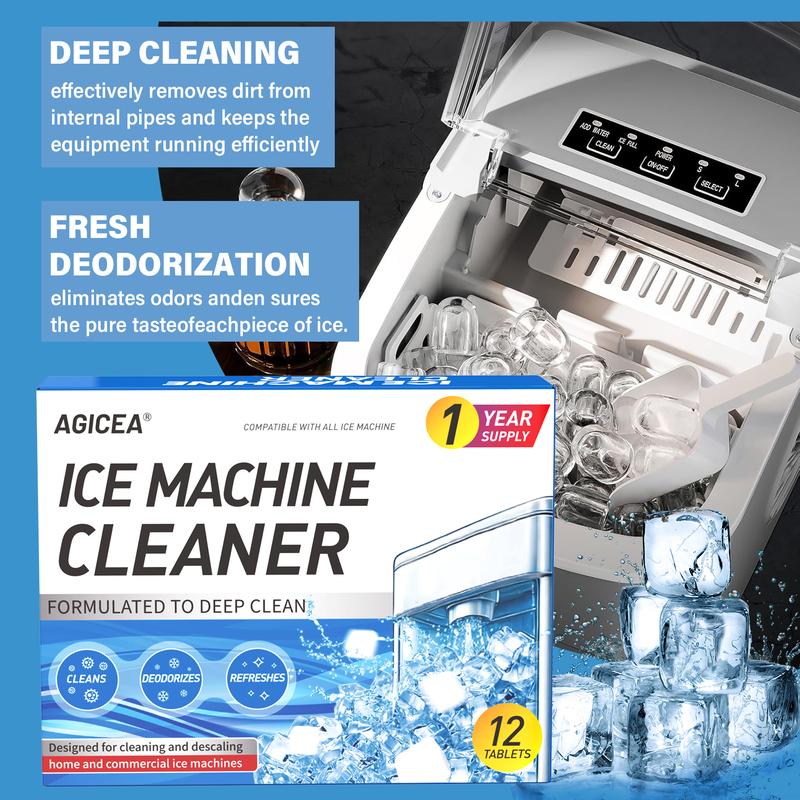 Newly packaged AGICEA 12-piece ice maker cleaner descaling agent, upgraded formula, suitable for household ice maker cleaner, ice machine cleaner