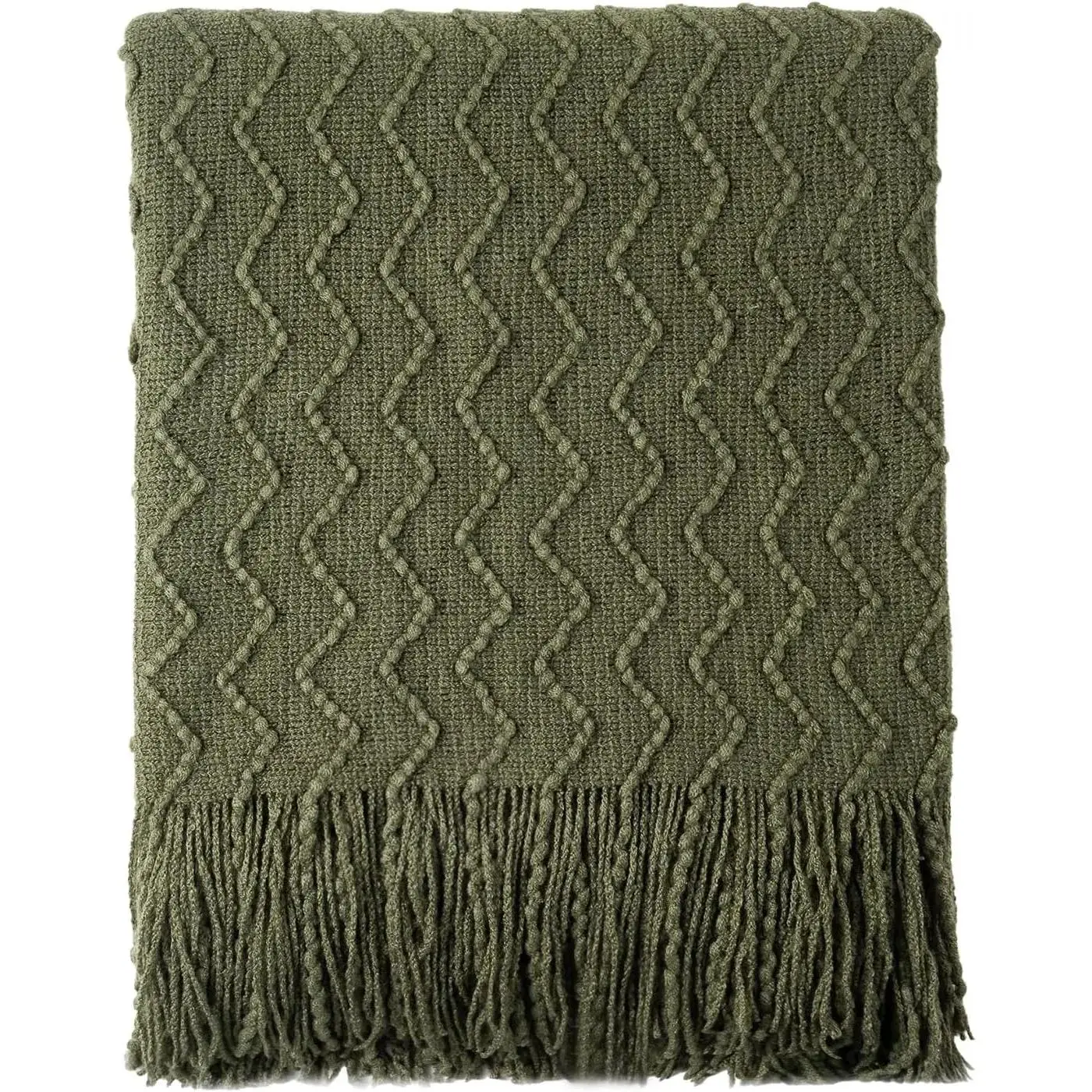 Throw Blanket for Couch, Textured Knit Throw, Olive Green Throws for  Decor, Soft Blanket Throw for Bedroom Decor Housewarming Gifts, 50"x60"