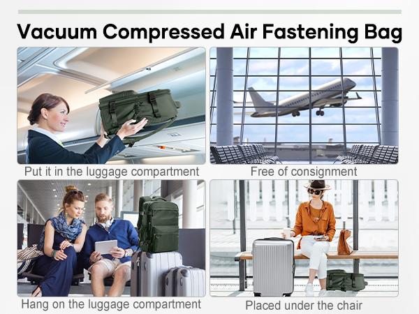 COOWOZ Carry On Vacuum Travel Backpack for Women Men,Large Airport Backpack With Shoe Compartment,Airplane Laptop Backpack