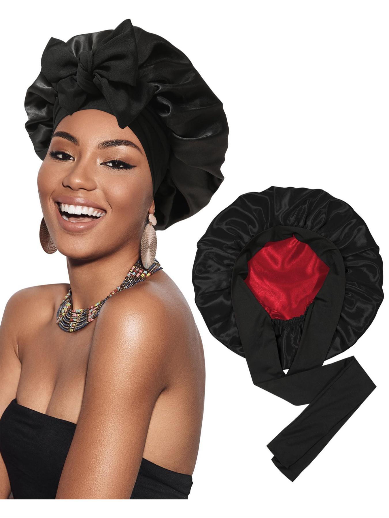 Women's Elastic Satin Sleep Cap, Wide Brim Night Hat, Comfortable Sleeping Accessory, Soft Breathable Hair Care Cap