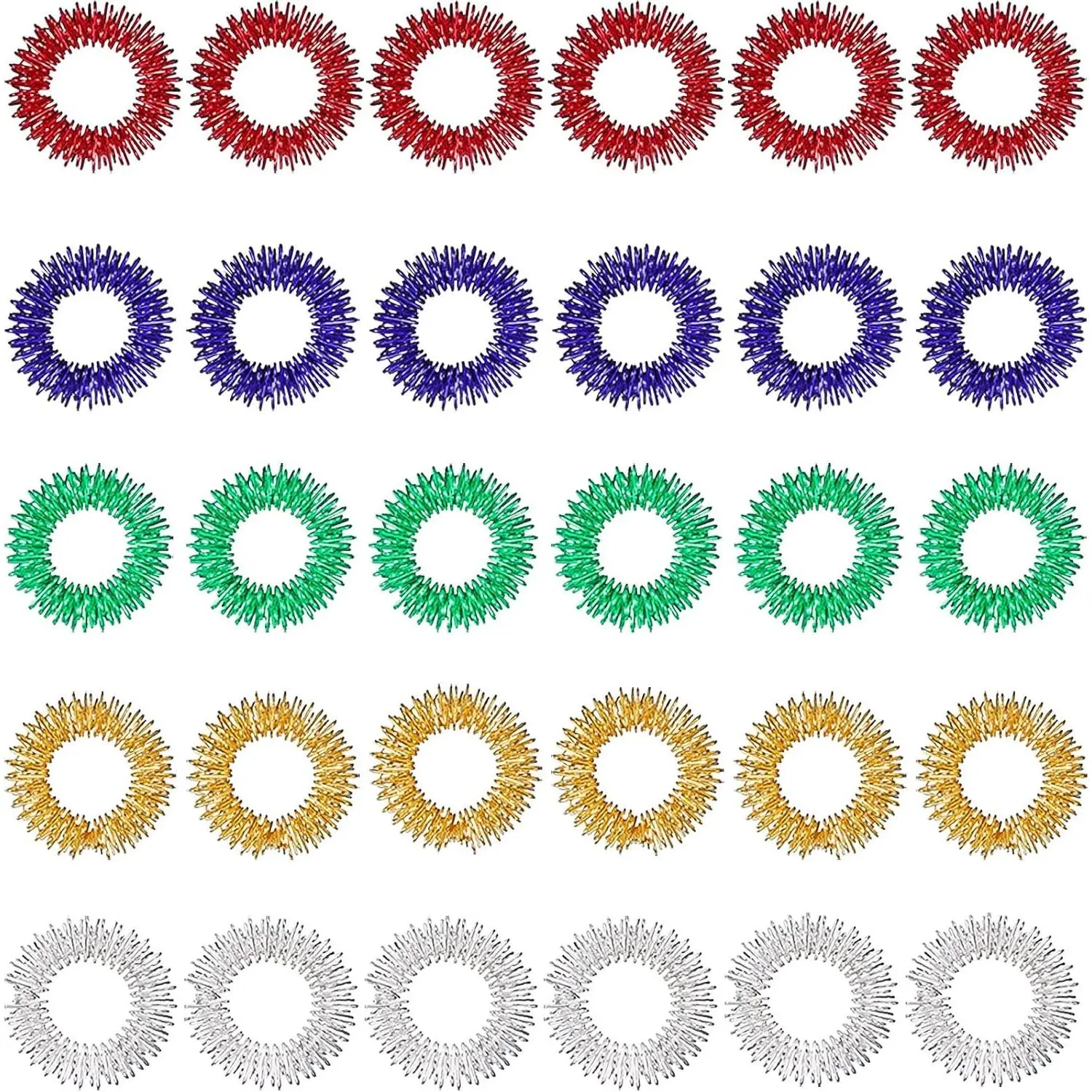 30 Pieces Acupressure Spiky Sensory Finger Rings, Stress Relief Fidget Sensory Massager for Teens Adults