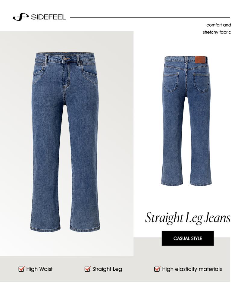 Sidefeel Women's Straight Leg Jeans High Waisted Stretchy Wide Leg Jeans Straight Leg Zimbaplatinum Ankle Denim Pants with Slant Pockets TikTokShopBlackFriday