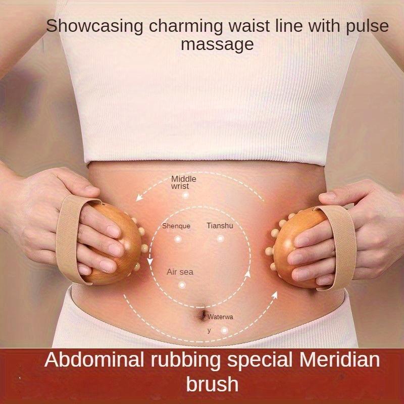 Ergonomic Wooden Body Massage Brush with Air Pad, Manual Lymphatic Drainage Tool for Abdomen, Legs, Back, Home Spa Muscle Relaxer