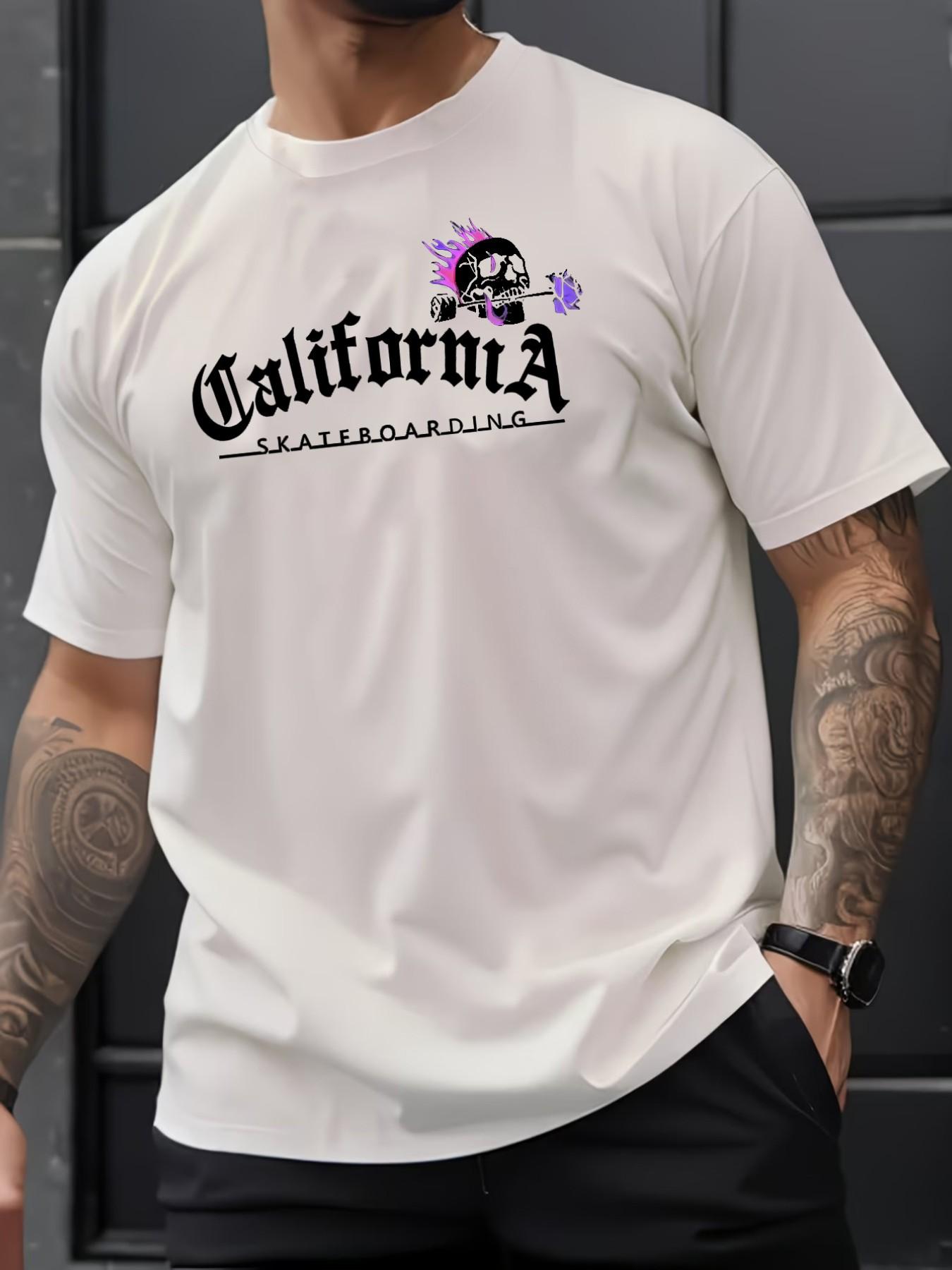 Men's Summer Micro-Stretch Comfort Round Neck Printed T-Shirt, Fashionable Trendy Wear, Best Choice for Men, Casual Stylish Tee