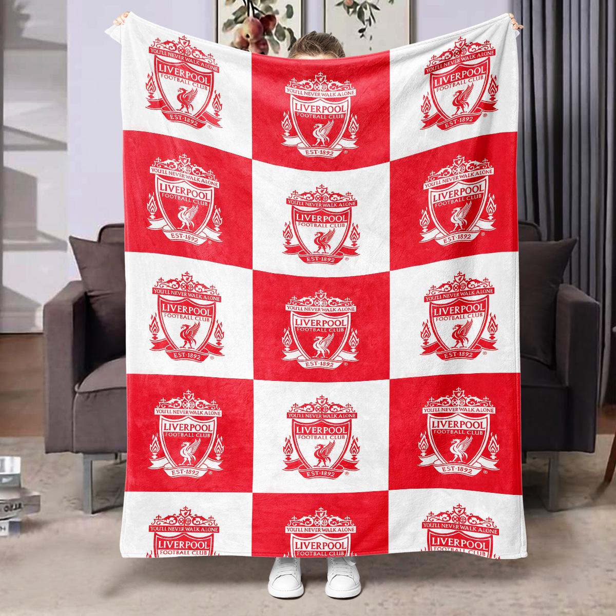 Liverpool Football Club Logo Flannel Blanket, Soft Skin-Friendly Material, Warm & Cozy Design, Perfect Gift for Fans