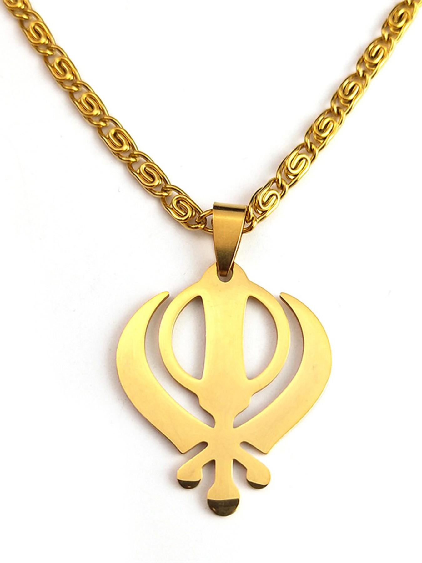 Sikhism Sikh Necklace Women Men Khanda Pendant Stainless Steel India Pakistan Malaysia Punjab Religious Necklaces