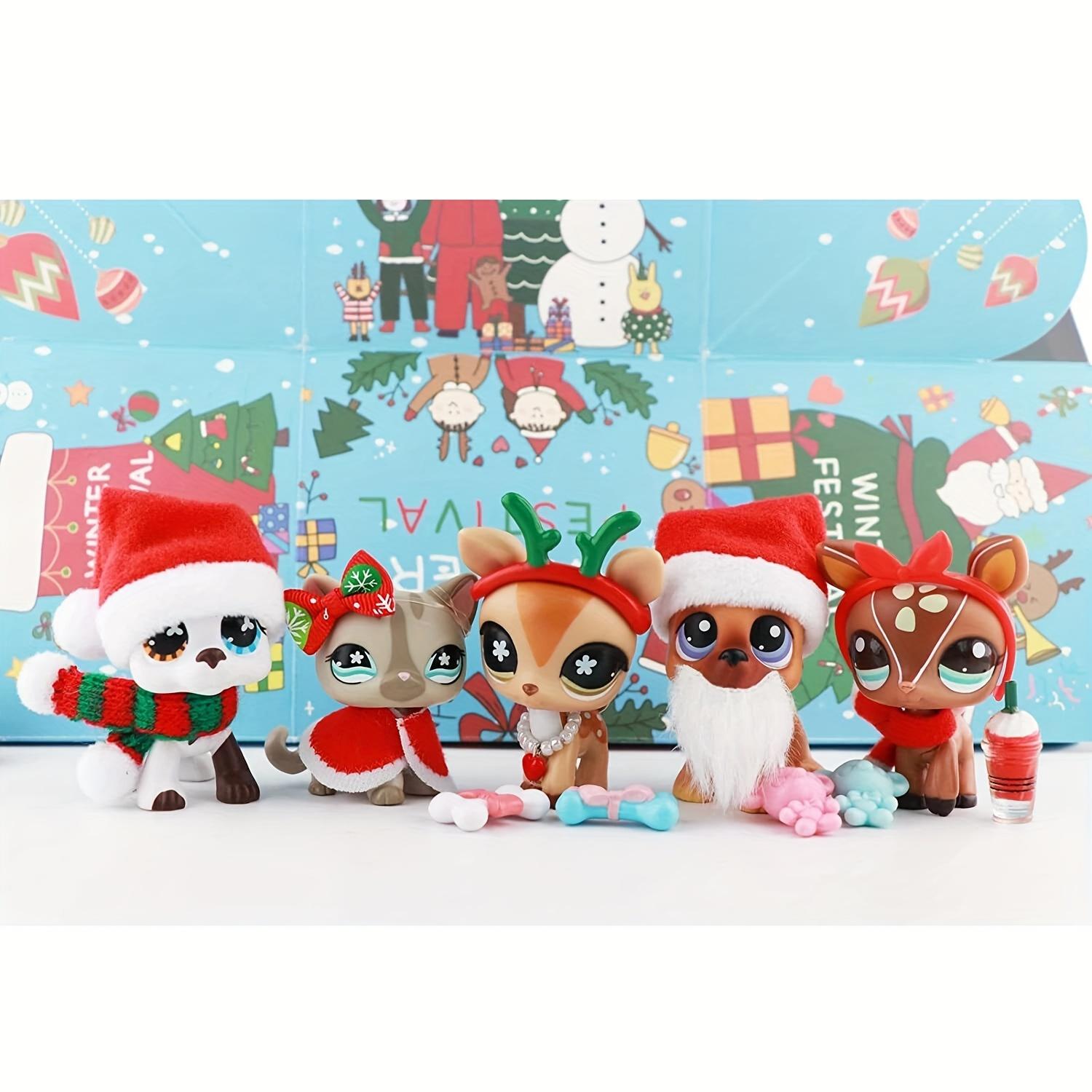 Christmas Gift, Mini Pet Shop 2pcs Cute Statues, Animals Figurines, Cocker Spaniel, Cat, Great Dane, Collie, 6pcs Accessories, Bobble Head, Lps Fan Gift