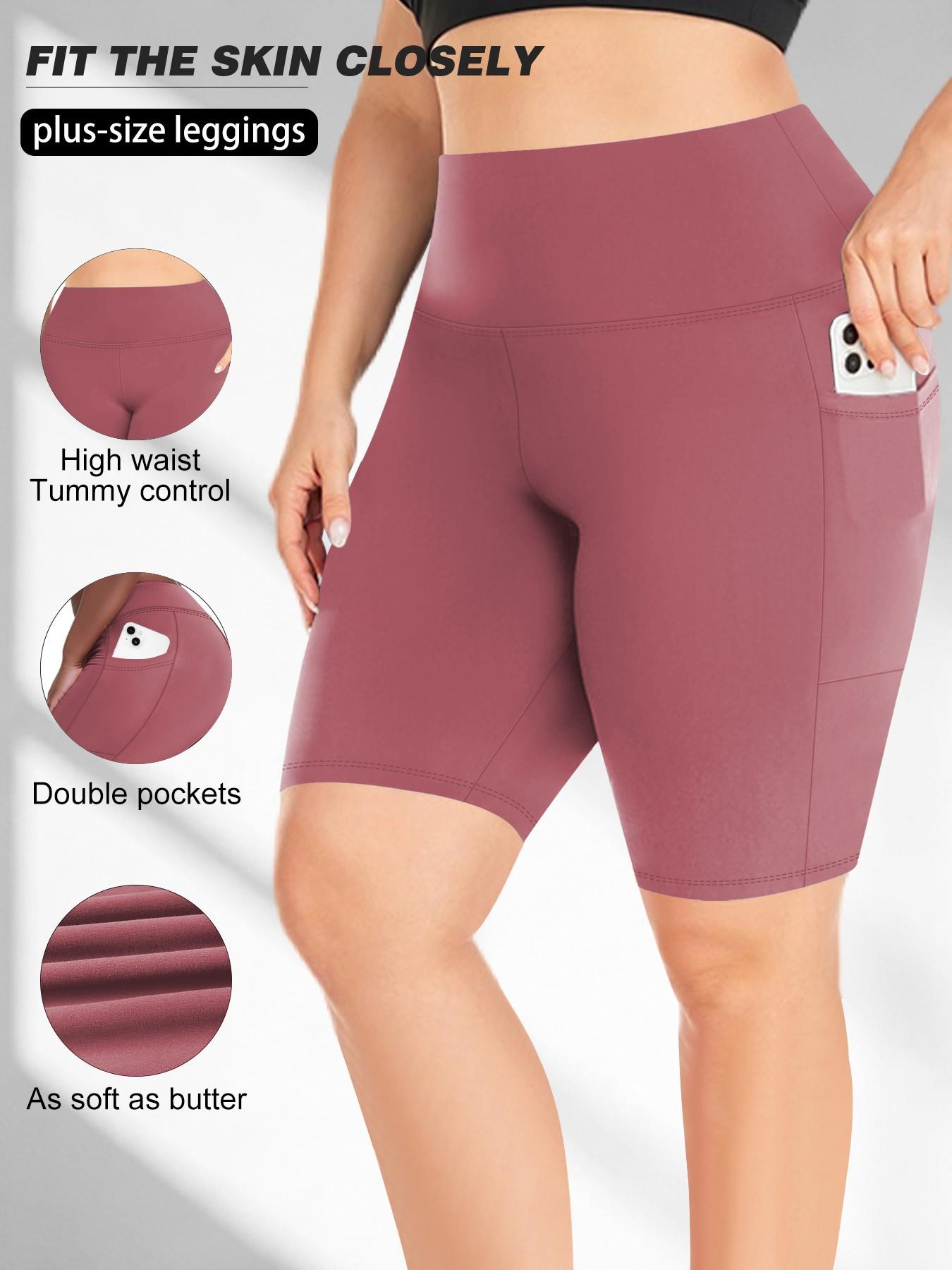 Women's High Waist Tight-Fitting Comfy Stretchy Shorts, Side Pockets, High Elasticity Abdominal Control, Casual Summer Shorts for Yoga Running, High Waisted Shorts