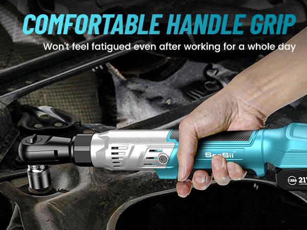 Seesii 3/8" Cordless Ratchet Wrench – 66Ft-lbs Torque, 200RPM Speed, 2x21V Batteries, Variable Speed Control, 8 Sockets, 1/4" & 1/2" Adapters, and 3" Extension Bar Included, 600B Black Friday Deals