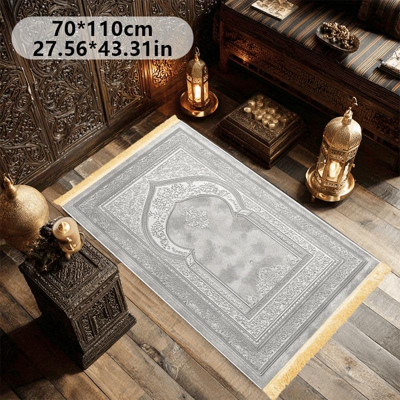 1pc Islamic Prayer Mat: Polyester, Machine - Washable, Indoor/Outdoor Use, Ideal for Pilgrimage & Meditation, Wall Art
