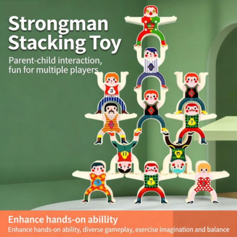 Stacking Toy, 48 Pieces Circus Acrobats Interlocking Puzzle, Balance Blocks Game, Toddler Jigsaw Toy, Suitable for Kids Aged 3+