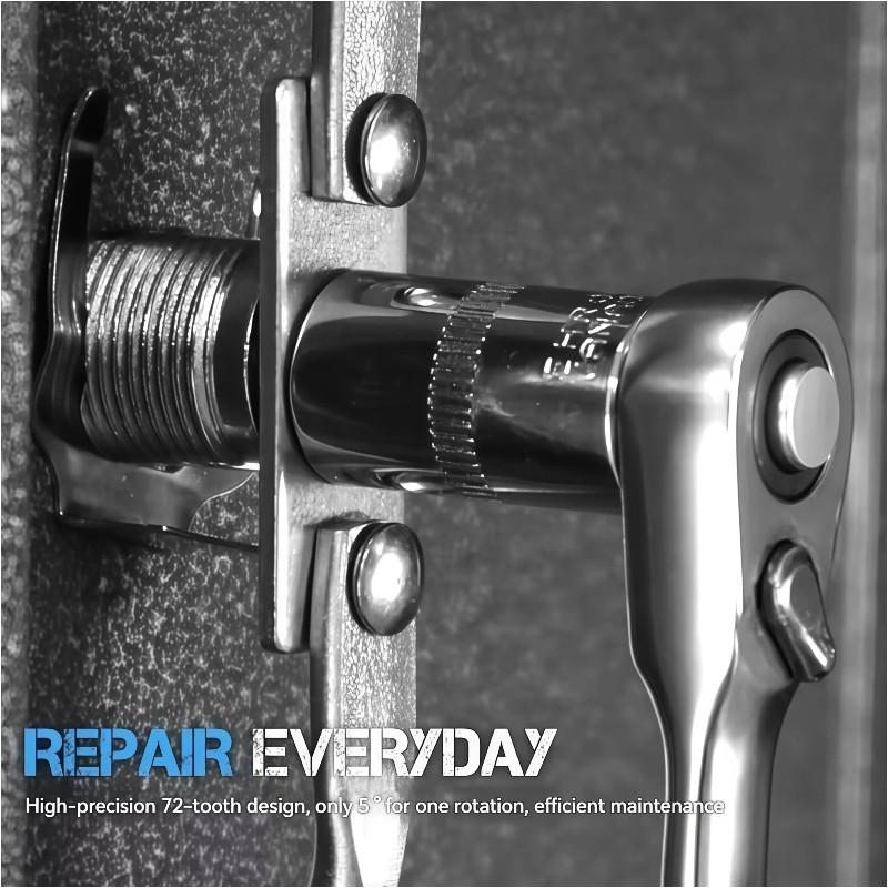 72 Tooth Dual Head Mini Socket Wrench, Two-In-One Quick Release Adjustable Combination Tool, Mechanically Chromovanadium Steel Forging, Ratchet Combination Wrenches