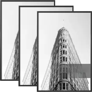 3 Pack 16x24 Black Poster Frame for Photo, Posters & Art Prints, Horizontal or Vertical Wall Mounting Scratch-Proof Wall Gallery Photo Frame