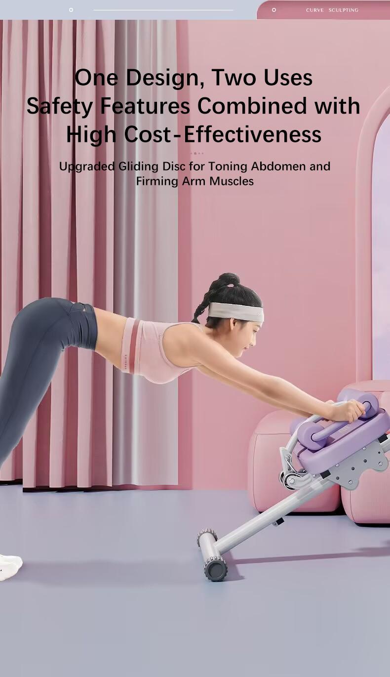 FURICA Adjustable AB Trainer with LCD Monitor Foldable Core Workout Machine for Arms Legs & Buttocks Shaping Home Fitness Equipment 8-Level Height 3-Level Incline Automatic Tracking