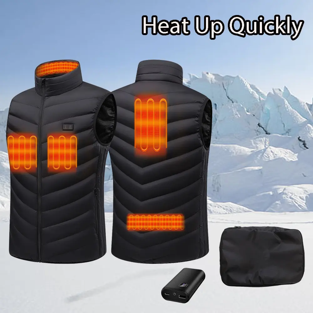 Men's Sleeveless Heated Waistcoat - 5V/7.4V USB Battery Pack, Fast Heating Activewear Tops for Skiing, Camping | Menswear Winter Outdoor Thermal Gilet