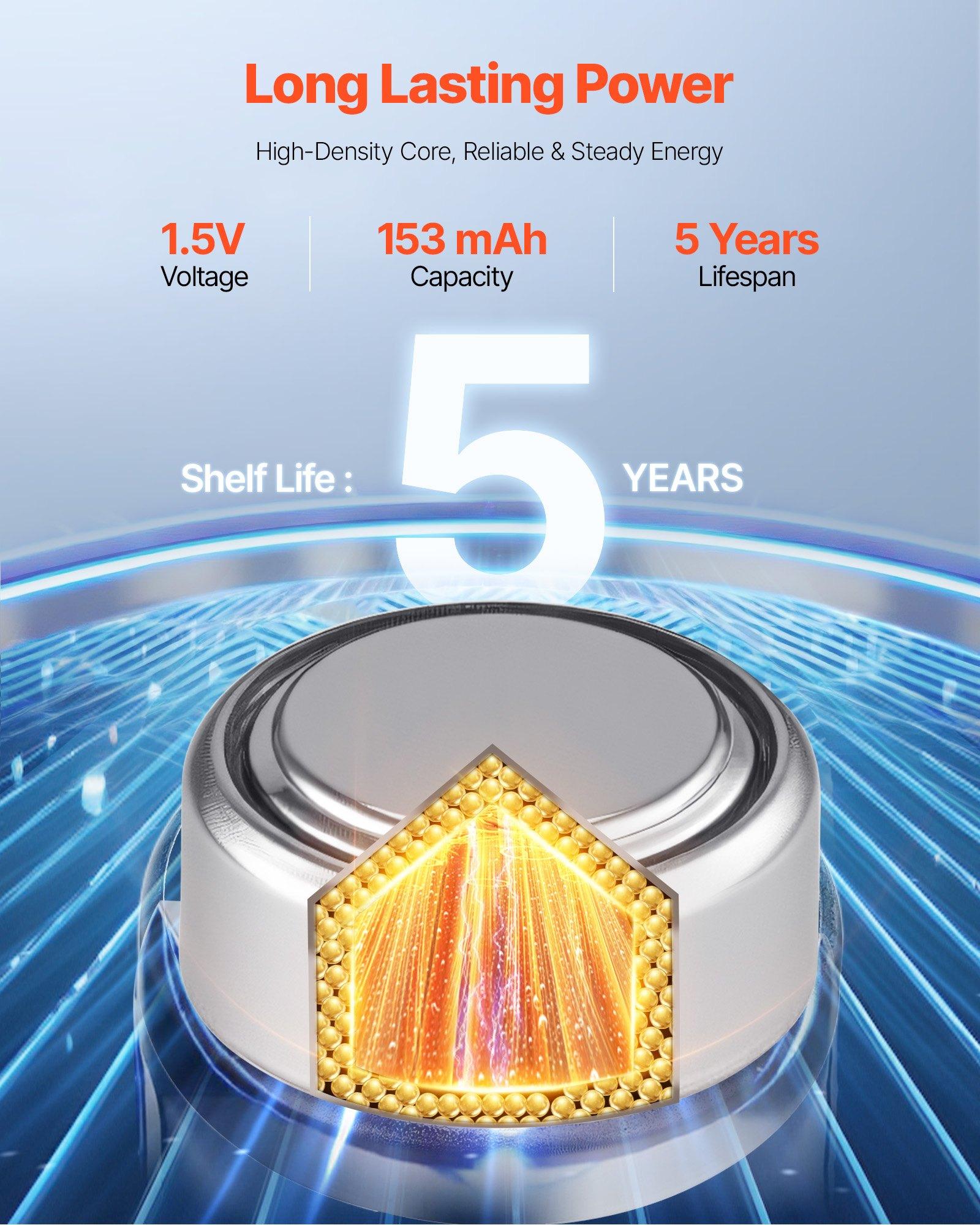 【DealsForYouDays】VEVOR Button Cell Battery, 4 Pack (40 Count) LR44 Alkaline Batteries Non-Mercury, AG13 357 303 SR44 Battery 1.5V Button Coin Cell Batteries for Remote Controls, Heart Rate Monitors, and Other Devices