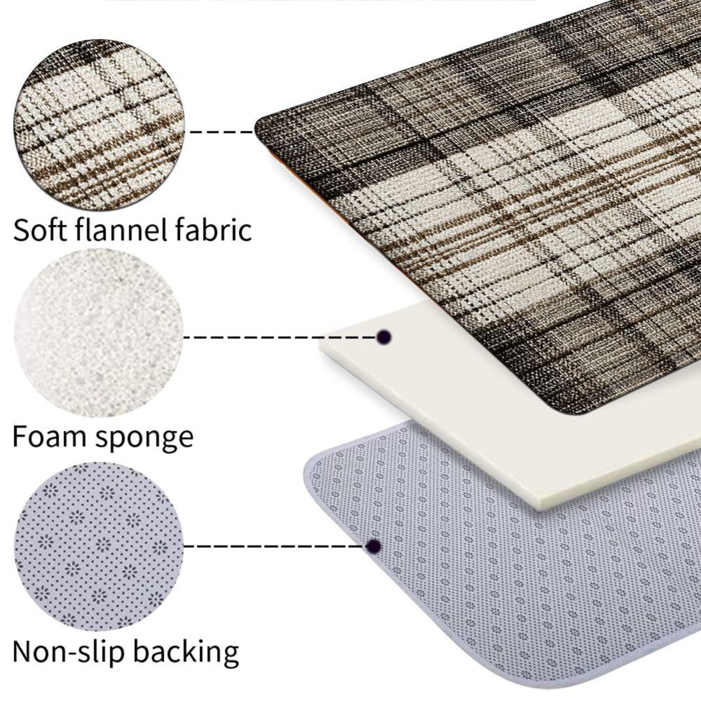 1PC， Spring Brown and White Plaid Fabric Patterned strip rugs, home décor, bathroom mats, entryway mats, bathroom non-slip mats, indoor entrance rugs, bedroom bedside mats, kitchen mats, hallway rugs, flannel sponge rugs, hallway runner rugs
